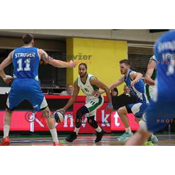 In action during quarter-final of Spar Cup 2023/2024 basketball match between Krka and Terme Olimia Podcetrtek in Novo Mesto, Slovenia on February 2, 2024