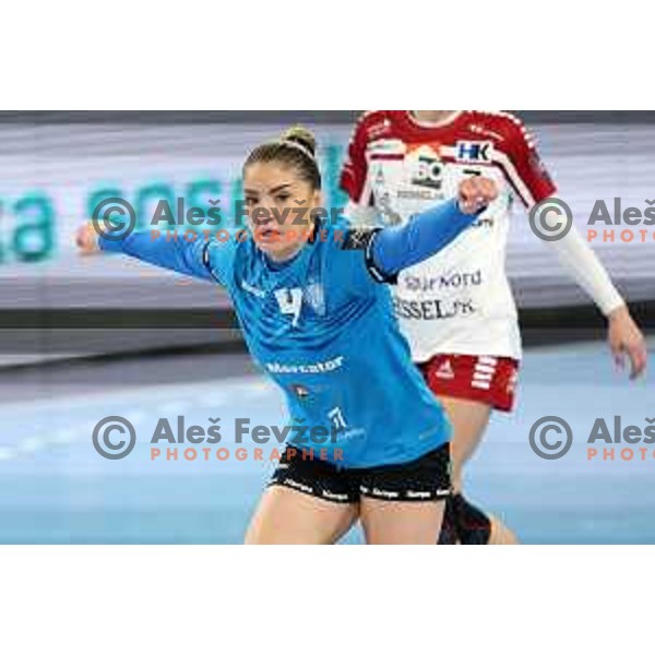 Jovanka Radicevic in action during EHF Champions League Women handball match between Krim Mercator (SLO) and Iksat Handhold (DEN) in Ljubljana, Slovenia on February 3, 2024