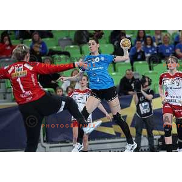 Alja Varagic in action during EHF Champions League Women handball match between Krim Mercator (SLO) and Iksat Handhold (DEN) in Ljubljana, Slovenia on February 3, 2024