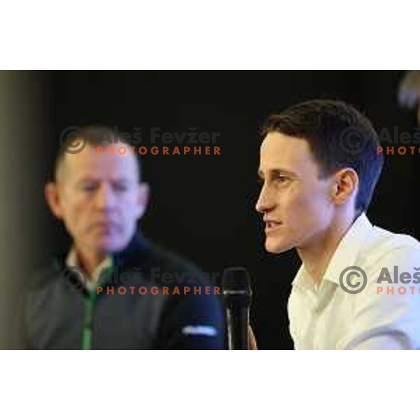 Peter Prevc during his farewell press conference where he announced his retirement from ski jumping in Nordic Ski centre Planica, Slovenia on February 6, 2024
