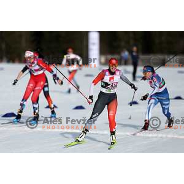 Sonjaa Schmidt (CAN), gold medalist in Women\'s Sprint Free Under 23 Final at Planica FIS Nordic Junior World Ski Championships, Slovenia on February 6, 2024
