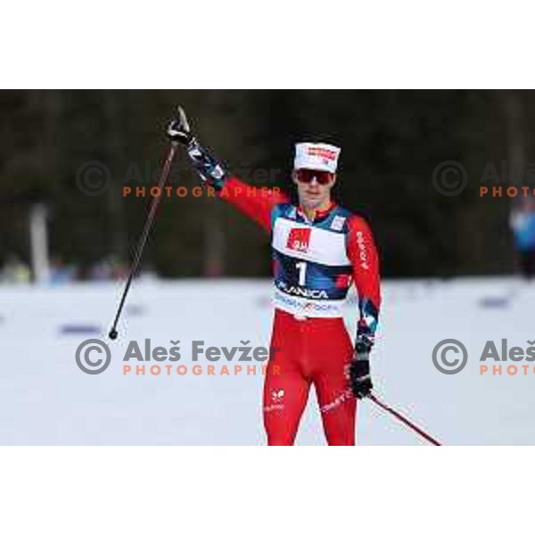 Aleksander Elde Holmboe (NOR), gold medalist in Men\'s Sprint Free Under 23 Final at Planica FIS Nordic Junior World Ski Championships, Slovenia on February 6, 2024 