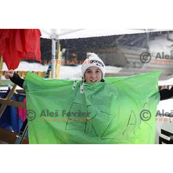 Tina Erzar of Team Slovenia, World Champions in Women Team Ski Jumping at Normal Hill during Planica FIS Nordic Junior World Ski Championships, Slovenia on February 9, 2024