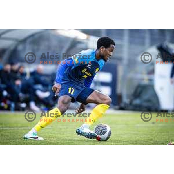 Rolando James Aarons in action during Prva liga Telemach football match between Celje and Mura in Stadion Z’dezele, Celje, Slovenia on February 11, 2024. Photo: Jure Banfi