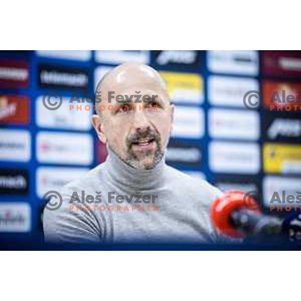 Damir Krznar, head coach of Celje at the press conference after Prva liga Telemach football match between Celje and Mura in Stadion Z’dezele, Celje, Slovenia on February 11, 2024. Photo: Jure Banfi