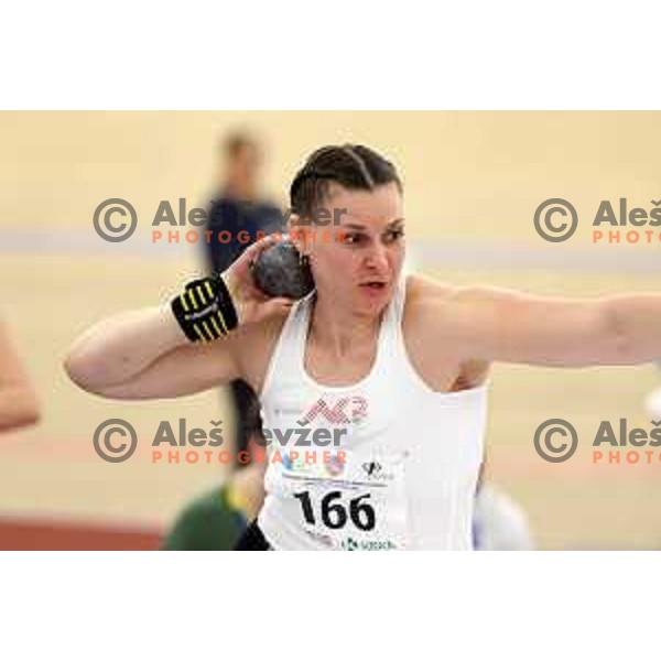 Veronika Domjan, winner of Women\'s Shot Put at Slovenian Athletics Indoor Championship in Novo Mesto, Slovenia on February 18, 2024