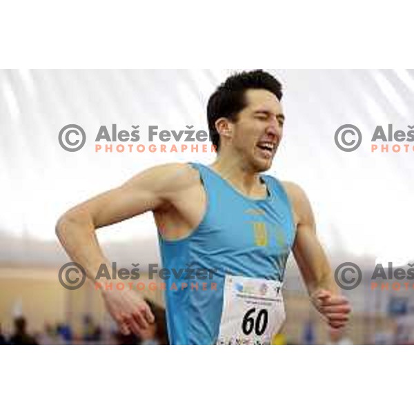 Jan Vukovic, winner of Men\'s 800 meters at Slovenian Athletics Indoor Championship in Novo Mesto, Slovenia on February 18, 2024