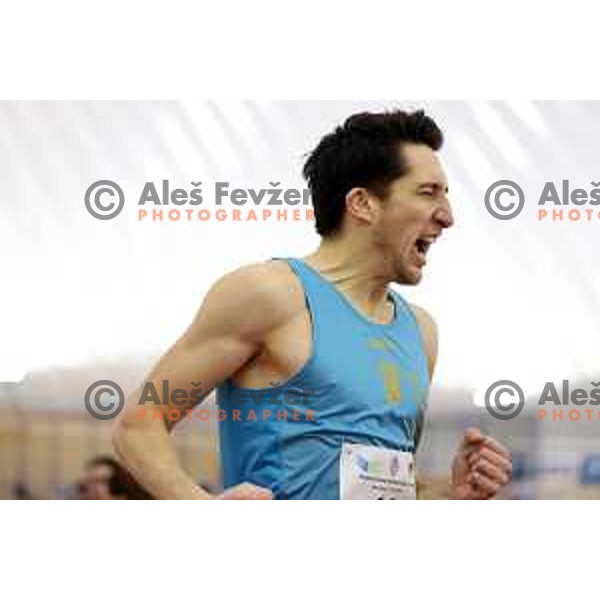 Jan Vukovic, winner of Men\'s 800 meters at Slovenian Athletics Indoor Championship in Novo Mesto, Slovenia on February 18, 2024