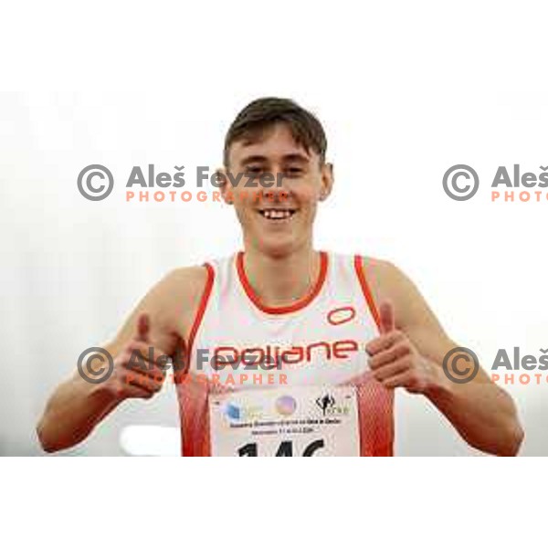 Zan Ogrinc, third-placed at Men\'s 800 meters at Slovenian Athletics Indoor Championship in Novo Mesto, Slovenia on February 18, 2024