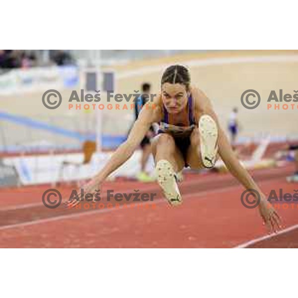 Neja Filipic, winner of Women\'s Triple jump at Slovenian Athletics Indoor Championship in Novo Mesto, Slovenia on February 18, 2024