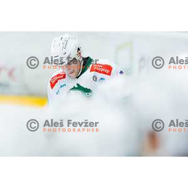 Jaka Sodja of HK SZ Olimpija In action during the fourth game of the Final of the Slovenian Ice-hockey League between SZ Olimpija and SIJ Acroni Jesenice in Tivoli Hall, Ljubljana, Slovenia on March 15, 2024