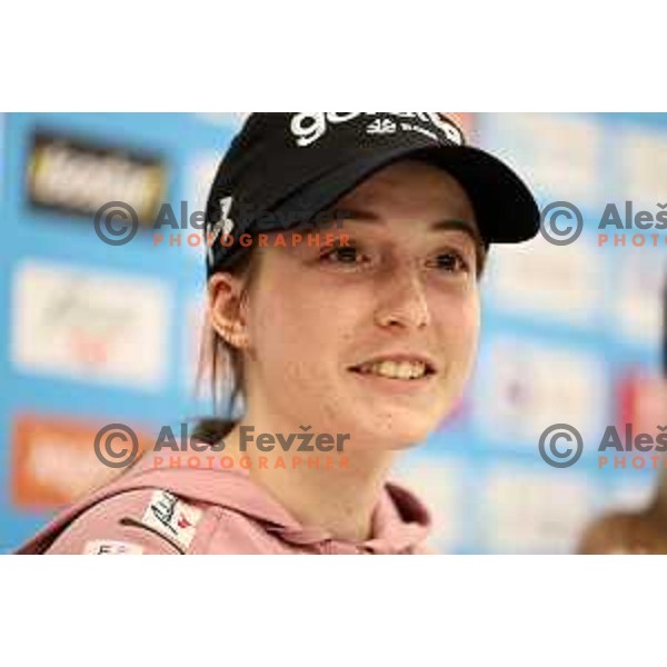 During press conference of Slovenia Women\'s Ski jumping team in Ljubljana, Slovenia on March 18, 2024