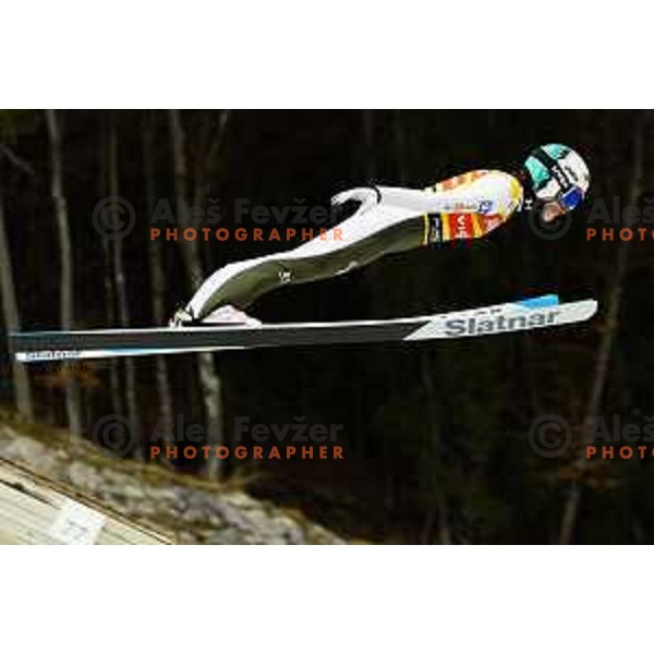 Nika Prevc of Slovenia in action during the final round of FIS Ski Jumping competition in Planica, Slovenia on March 21, 2024