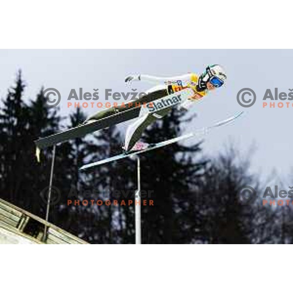 Nika Prevc of Slovenia in action during the final round of FIS Ski Jumping competition in Planica, Slovenia on March 21, 2024