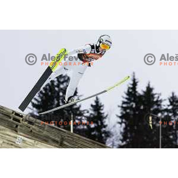 Ema Klinec of Slovenia in action during the final round of FIS Ski Jumping competition in Planica, Slovenia on March 21, 2024