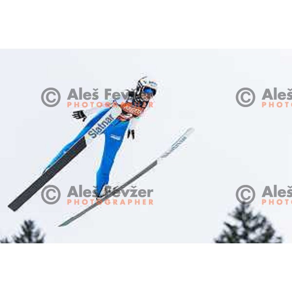 Taja Bodlaj of Slovenia in action during the final round of FIS Ski Jumping competition in Planica, Slovenia on March 21, 2024