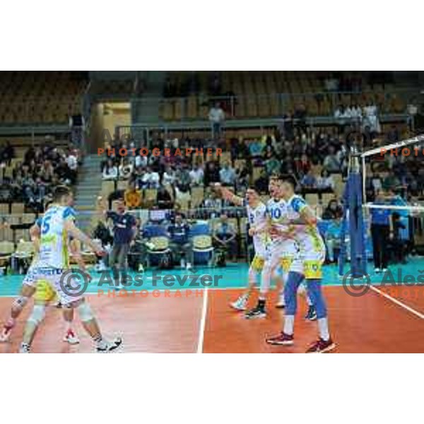 Action in the Final of Slovenian Cup volleyball match between Calcit Volley and Maribor I Vent, Final in Koper, Slovenia on March 24, 2024