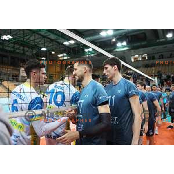 Uros Pavlovic in action in the Final of Slovenian Cup volleyball match between Calcit Volley and Maribor I Vent, Final in Koper, Slovenia on March 24, 2024