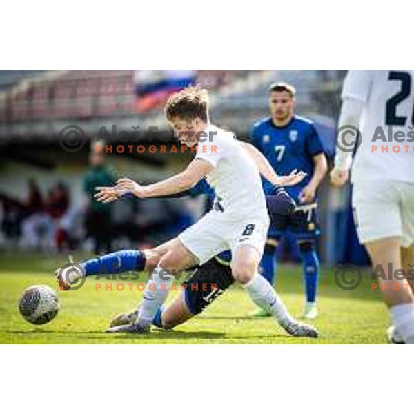 in action during UEFA Euro U19 2024 Championship qualifier football match between Slovenia and Kosovo in Lendava, Slovenia on March 26, 2024. Photo: Jure Banfi