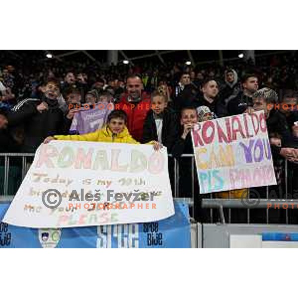 Ronaldo\'s Fans during a friendly football match between Slovenia and Portugal in Ljubljana, Slovenia on March 26, 2024
