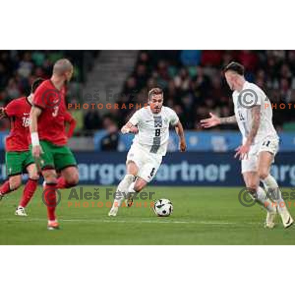Sandi Lovric of Slovenia in action during a friendly football match between Slovenia and Portugal in Stadium Stozice, Slovenia on March 26, 2024