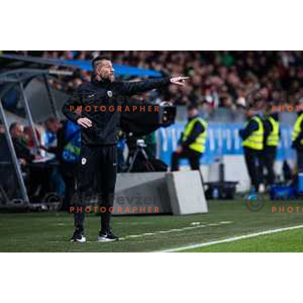 Bostjan Cesar head coach of Slovenia in action during Friendly football match between Slovenia and Portugal in Stadium Stozice, Slovenia on March 26, 2024. Photo: Grega Valancic