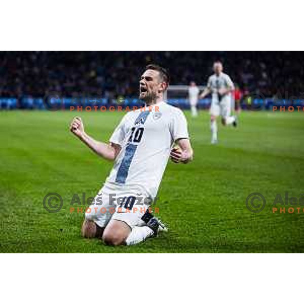 Timi Max Elsnik of Slovenia in action during Friendly football match between Slovenia and Portugal in Stadium Stozice, Slovenia on March 26, 2024. Photo: Grega Valancic