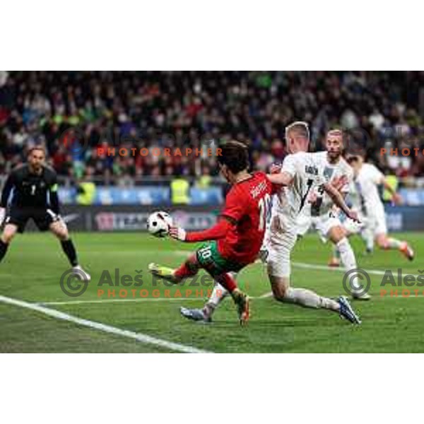 In action during friendly football match between Slovenia and Portugal in Ljubljana, Slovenia on March 26, 2024