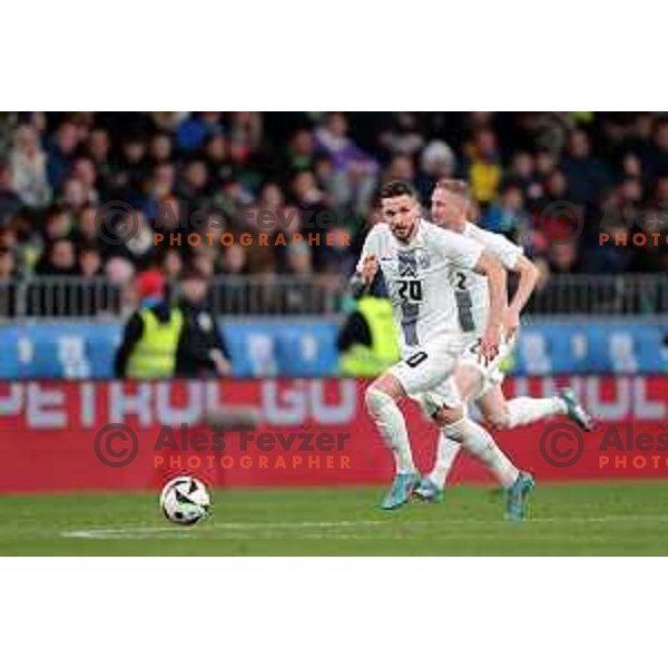Petar Stojanovic in action during a friendly football match between Slovenia and Portugal in Ljubljana, Slovenia on March 26, 2024