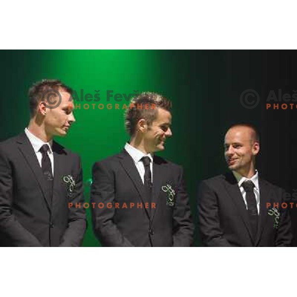 Kelhar, Dzinic, Brecko at Official presentation of Slovenia National Football team for World Cup 2010 South Africa on May 21st 2010 in Congress Centre Brdo, Slovenia 