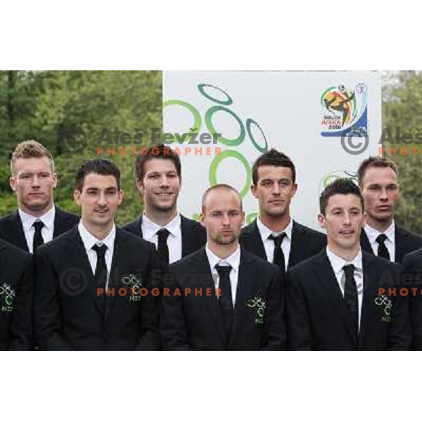 Mavric, Ilic, Cesar, Brecko, Sisic, Koren, Kelhar at Official presentation of Slovenia National Football team for W-orld Cup 2010 South Africa on May 21st 2010 in Congress Centre Brdo, Slovenia 