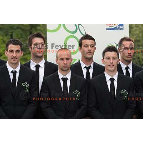 Ilic, Cesar, Brecko, Sisic, Koren, Kelhar at Official presentation of Slovenia National Football team for W-orld Cup 2010 South Africa on May 21st 2010 in Congress Centre Brdo, Slovenia 