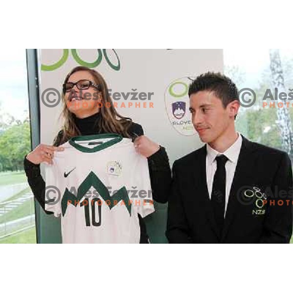 Tina Petelin, Miss Slovenia and Robert Koren at Official presentation of Slovenia National Football team for World Cup 2010 South Africa on May 21st 2010 in Congress Centre Brdo, Slovenia 