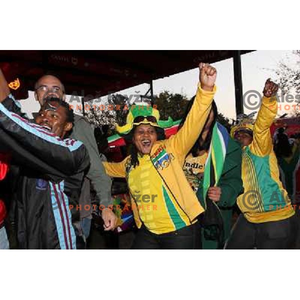South African fans in Pretoria celebrate after first match during 2010 FIFA World Cup South Africa on June 11th 2010. 