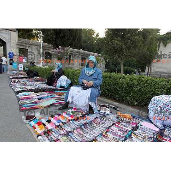 Street vendors in front of Sultan Ahmet- Blue mosque on August 31, 2010 Istanbul, Turkey 