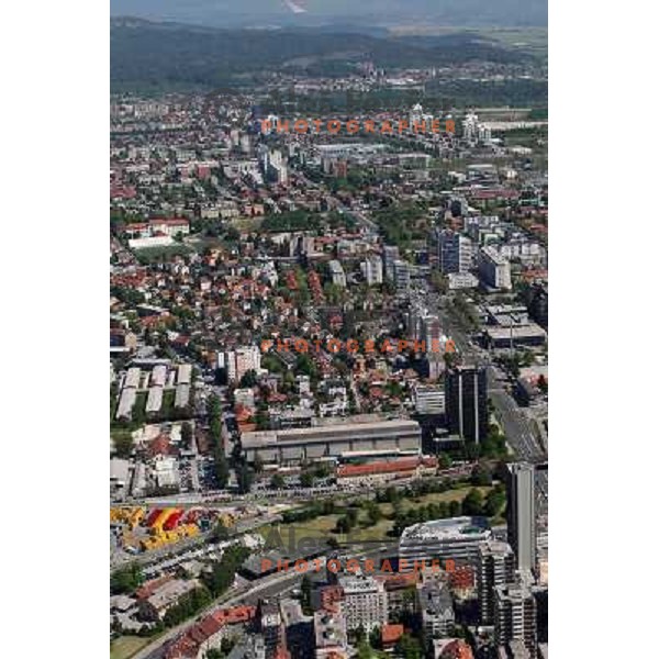 Ljubljana, capital city of Slovenia as seen from the air, may 2008 