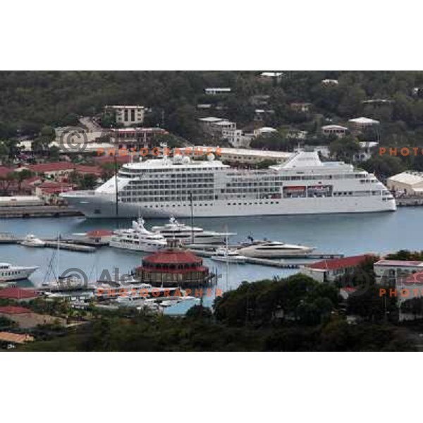 Silversea cruise ship in Charlotte Amelie, capital city of St. Thomas, American Virgin Islands, shot on april 16, 2010 