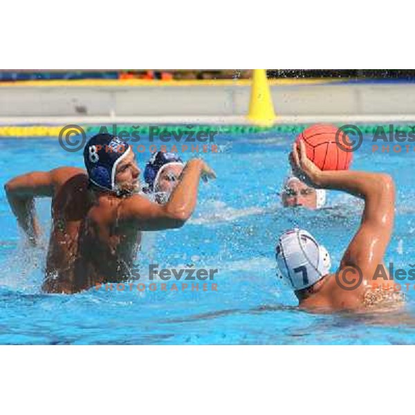Tomaz Mihelcic against Mark Siewers during Waterpolo match between Slovenia and The Netherlands at European Championship in Belgrade, Serbia on September 7, 2006 