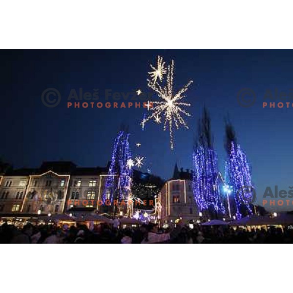 Christmas lights and decoration in Ljubljana, capital city of Slovenia during December 2010 