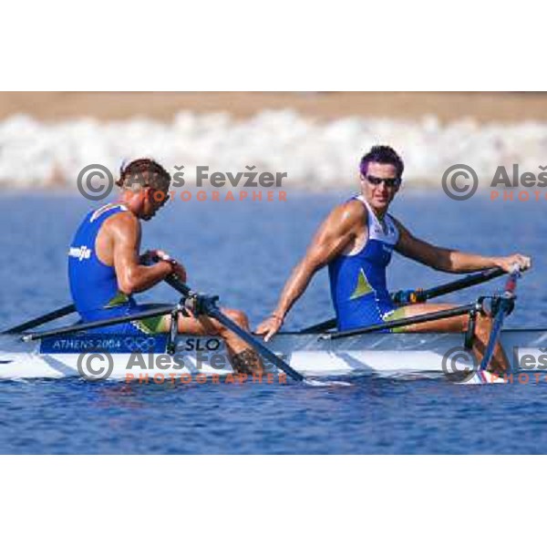 Luka Spik and Iztok Cop of Slovenia, silver medalists in rowing at Summer Olympic Games in Athens, Greece , August 2004 