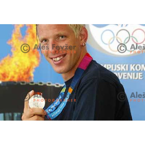 Luka Spik of Slovenia, silver medalist in rowing at Summer Olympic Games in Athens, Greece , August 2004 