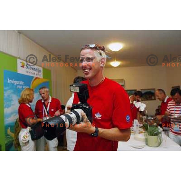 Luka Spik of Slovenia, silver medalist in rowing at Summer Olympic Games in Athens, Greece , August 2004 during reception for sponsors and press in Slovenia house 