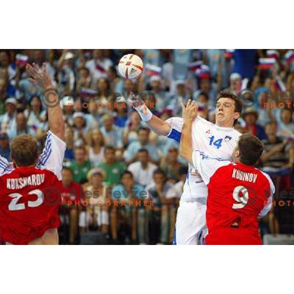 Sergej Rutenka of Slovenia during Handball tournament at Summer Olympic Games Athens 2004, Greece. Slovenia played with Russia on August 13, 2004 