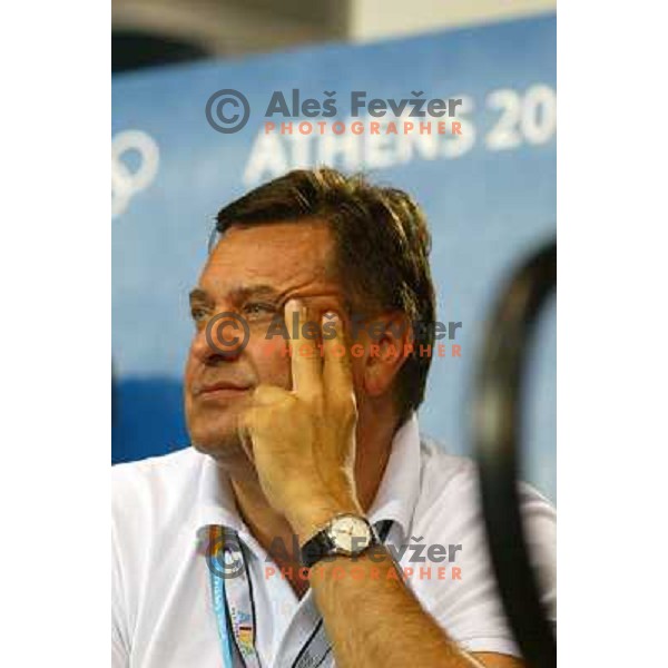 Zoran Jankovic watches Handball tournament at Summer Olympic Games Athens 2004, Greece. Slovenia played with Russia on August 13, 2004 