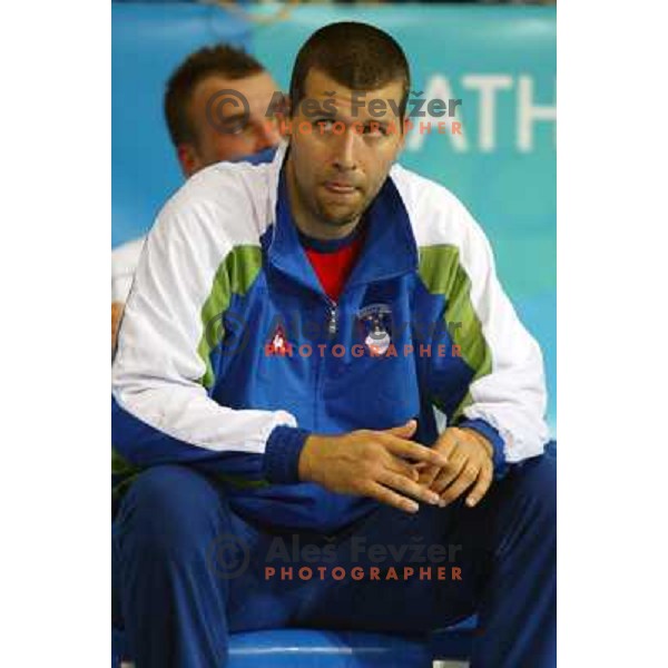 Beno Lapajne of Slovenia in action during Handball tournament at Summer Olympic Games Athens 2004, Greece. Slovenia played with Iceland on August 18, 2004 