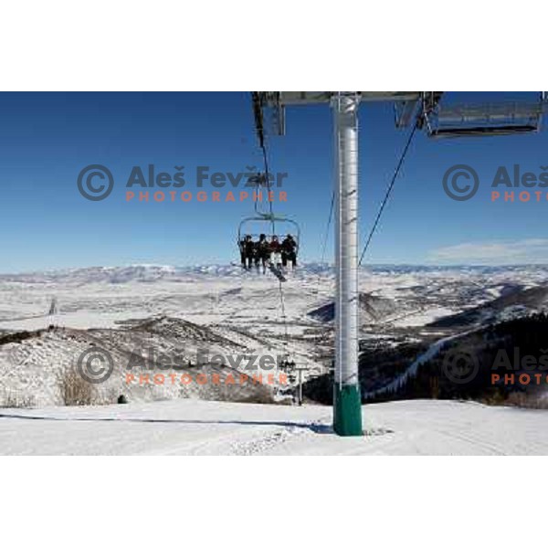 The Canyons ski resort in Utah, USA, January 2009. Utah has best snow on Earth and fameous powder as trademark of tourism industry 