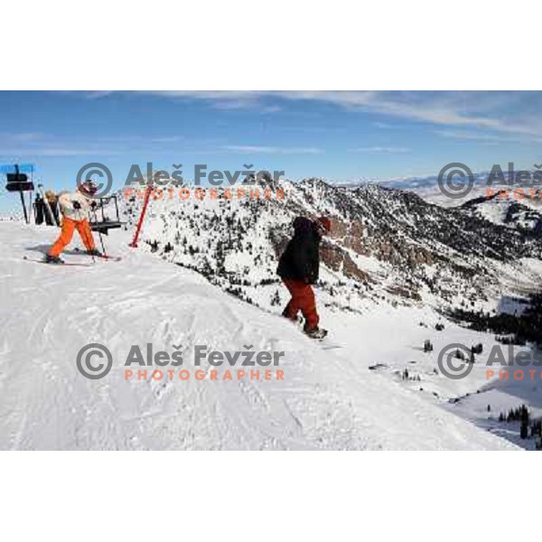 Snowbird ski resort in Utah, USA, January 2009. Utah has best snow on Earth and fameous powder as trademark of tourism industry 