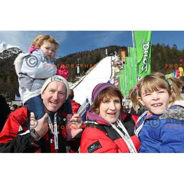 Eddie "the Eagle" Edwards, british ski jumper who competed at 1988 Winter Olympic games visited with his family FIS World Cup Ski Jumping Final in Planica, Slovenia on March 20, 2011 