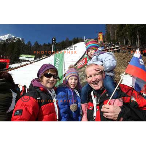 Eddie "the Eagle" Edwards, british ski jumper who competed at 1988 Winter Olympic games visited with his family FIS World Cup Ski Jumping Final in Planica, Slovenia on March 20, 2011 