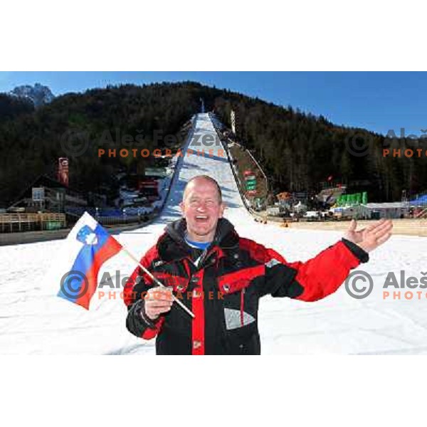 Eddie "the Eagle" Edwards, british ski jumper who competed at 1988 Winter Olympic games visited FIS World Cup Ski Jumping Final in Planica, Slovenia on March 20, 2011 